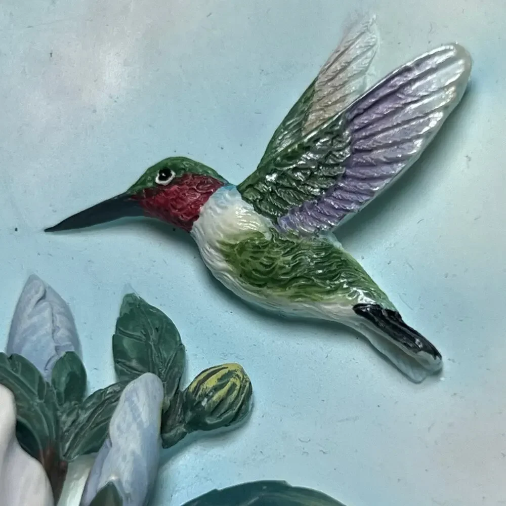 Lena Liu 3D Morning Jewels Rose Colored Dawn Hummingbird Plate Bradford Exchange
